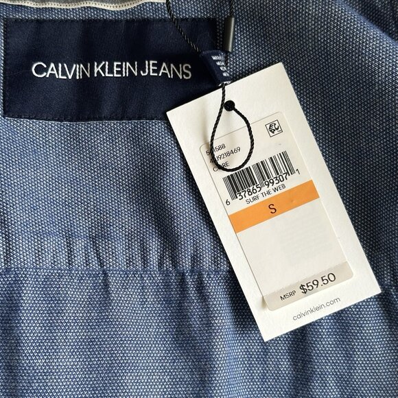 Men's Calvin Klein Jeans Surf The Web Denim Button-Up Shirt S NWT - Picture 4 of 5